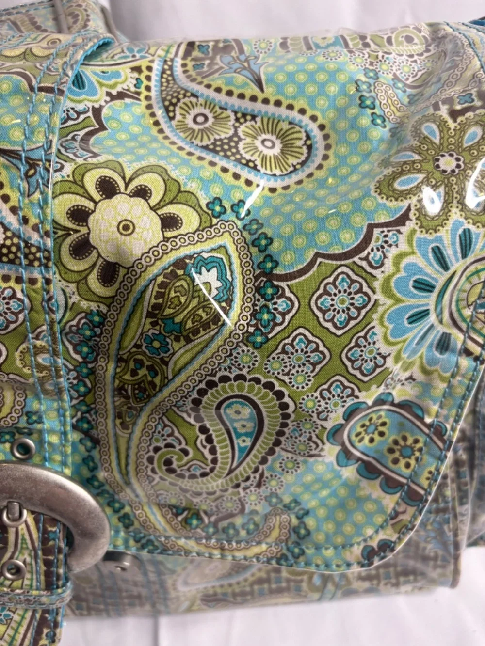 Kalencom New Orleans Toile Brown/Blue Adjustable Strap Diaper Bag w/Changing Mat